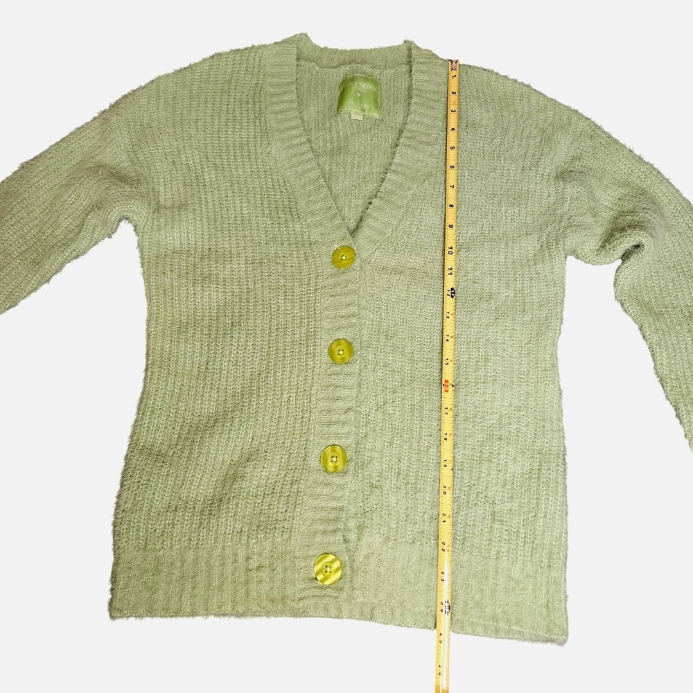 Too Foxy Y2K Green Shag Cardigan Sweater Academia Large‎ - Picture 6 of 8